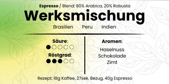 Werksmischung (Espresso & Vollautomat) - Schokolade/Nuss